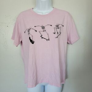 Full Tilt XL Light Pink Lilac T-shirt Skeleton Skateboarding Grunge Punk